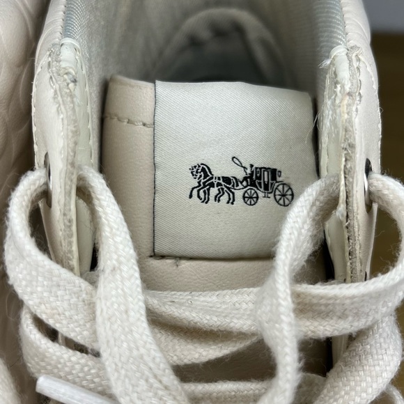 Coach Signature Monogram White Hightop Shoes - Picture 5 of 7